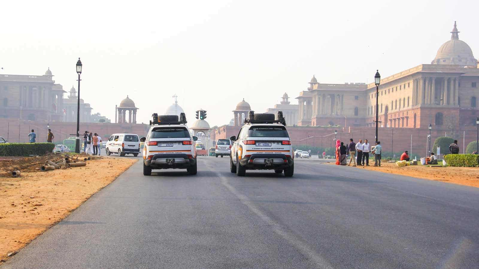 Driving down the road in India
