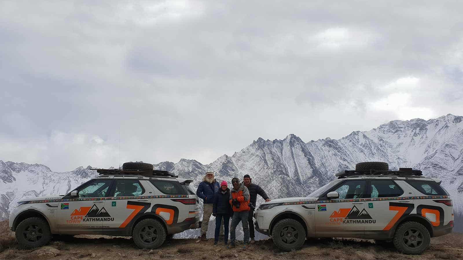 Kingsley Holgate and the team on a mountain