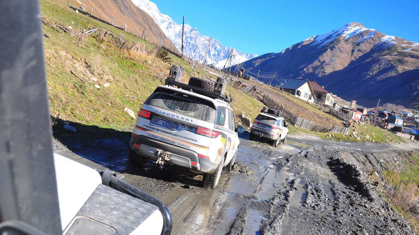 Driving towards a mountain village
